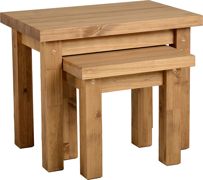 Tortilla Distressed Waxed Pine Nest of 2 Tables